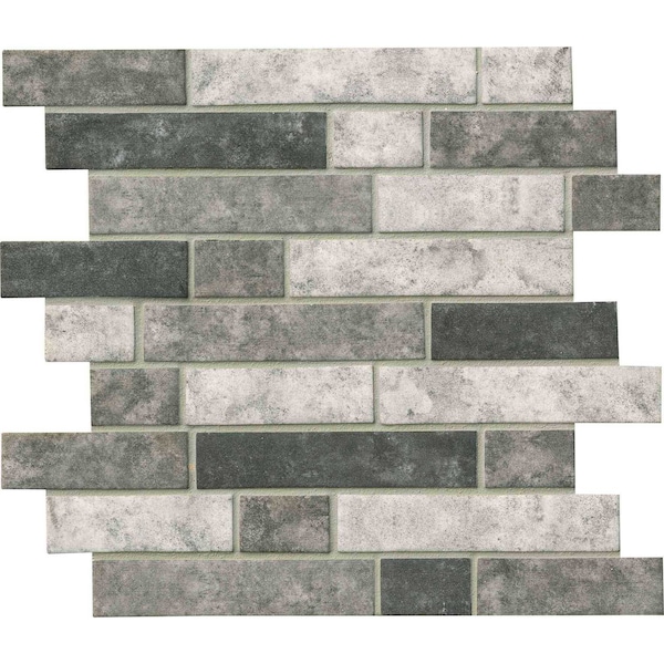 Urban Tapestry Interlocking Random Sized Glass Mosaic Tile In Gray, 15PK